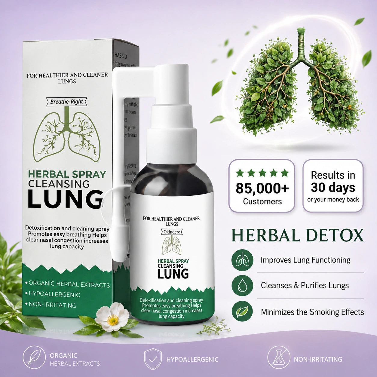 BREATHE-RIGHT ORGANIC HERBAL ORAL LUNG SPRAY: POWERFUL LUNG SUPPORT CLEANSE & REPAIR.
